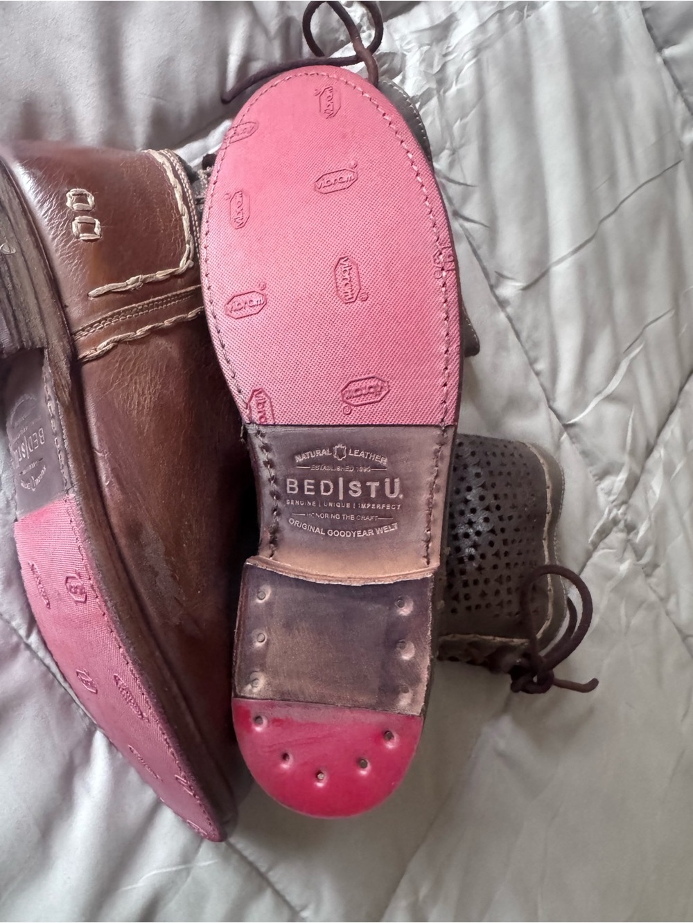 BED|STU Brown Leather Cobbler Cheshire Perforated Boots 8.5 NWT No Box - Picture 2 of 3